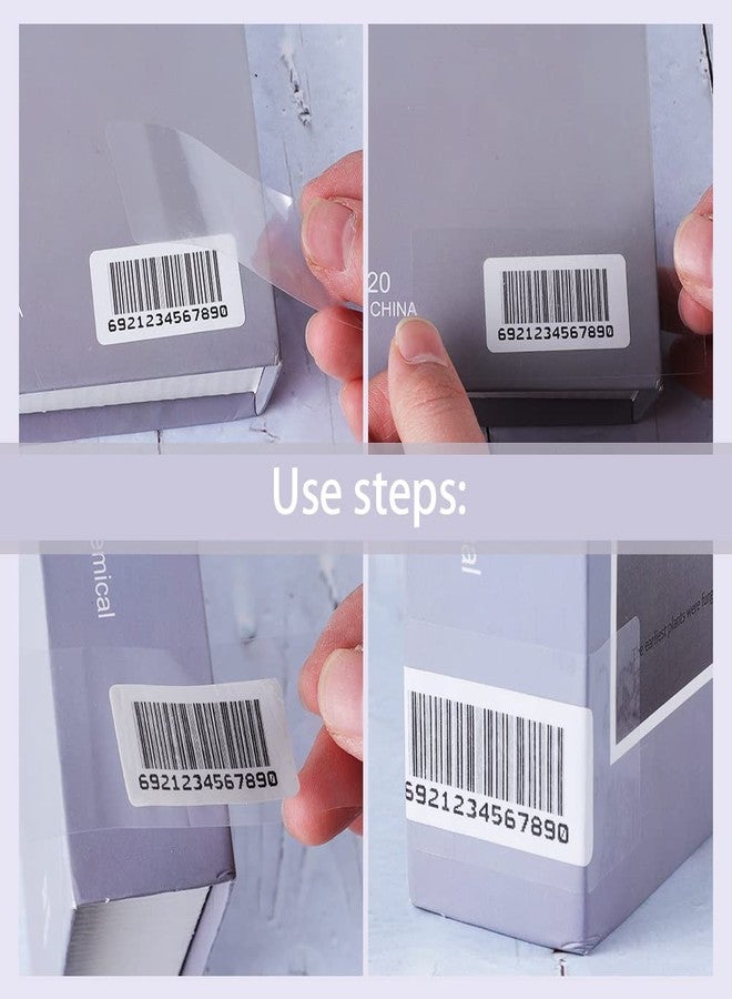 Prudiut 500 PCS Clear Labels Clear Stickers Label Protectors for Protecting Barcodes, Books, Numbers Waterproof Labels for Laboratory, Library, Office, Supermarket (3.15×1.2inch) - Image 2